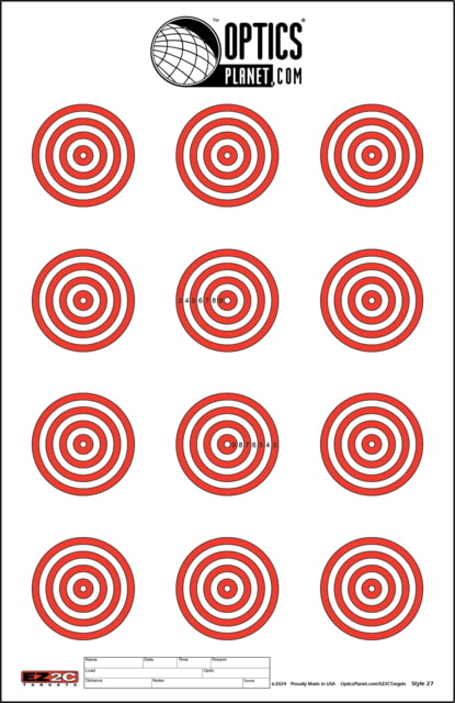 OpticsPlanet Exclusive EZ2C Targets Style 27 Orange and Black Ink on High Quality White Paper 25 Pack - Ez2C Targets