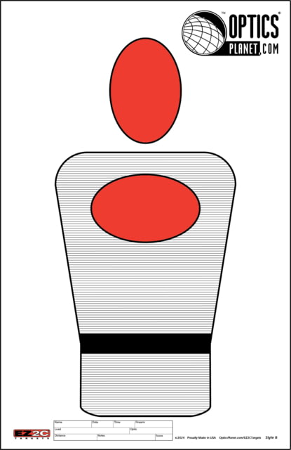 OpticsPlanet Exclusive EZ2C Targets Style 8 Orange and Black Ink on High Quality White Paper 40 Pack - Ez2C Targets