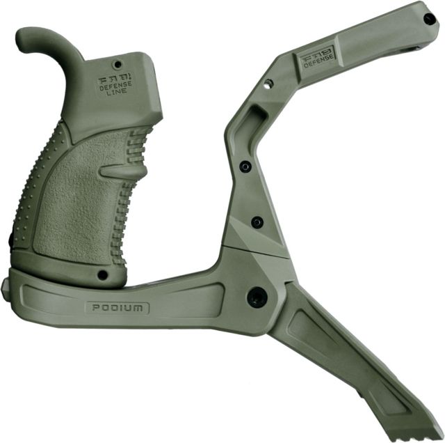FAB Defense AR-15 Quick Deployment Bipod with an Integrated AGR-43 Pistol Grip OD Green - Fab Defense