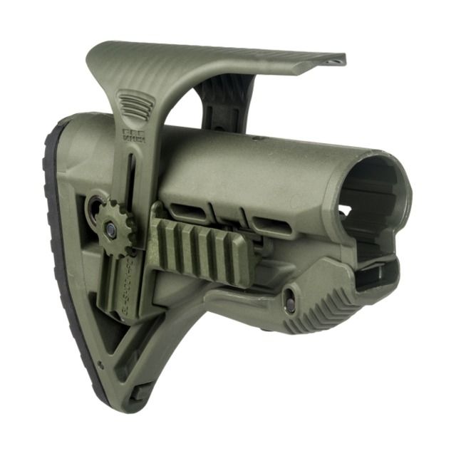 FAB Defense GLSHOCKCP Recoil-Reducing M4/M16 Buttstock w/Cheek Rest OD Green - FAB Defense