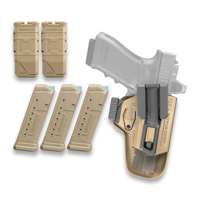 FAB Defense Polymer IWB Hoster Kit Glock 19 Right Hand Flat Dark Earth 16 Round Pistol Magazine fx-glock19kitt - Fab Defense