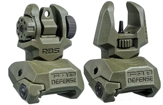 FAB Defense Top Mounted Deployable Front and Rear Sight OD Green - Fab Defense