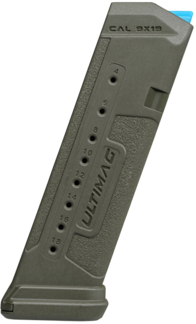 FAB Defense ULTIMAG Glock 17 9mm Luger 18 Round Pistol Magazine Olive Drab Green fx-umagg17g - Fab Defense