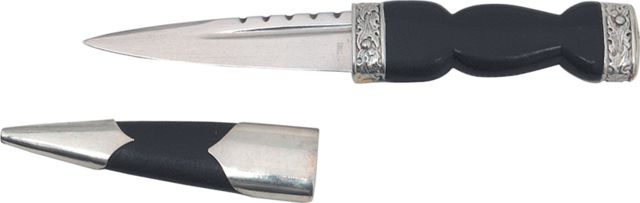Factory X Sgian Dubh Dagger 3.375in Unsharpened Stainless Dagger Black Grooved Composition Handle CI11 - Factory X