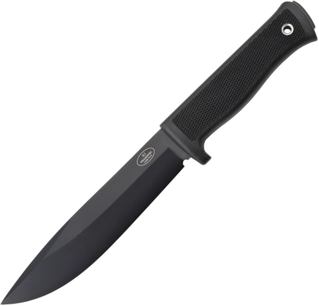 Fallkniven A1 Survival Knife Left Hand Fixed Blade Knife 11in Overall 6.13in Black Coated Laminate Vg-10 SS Blade Black Checkered Kraton Handle Black - Fallkniven