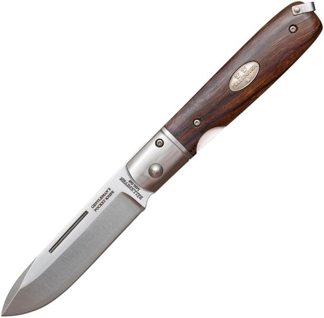 Fallkniven Gentlemans Linerlock Folding Knife 3in Satin Laminate Cobalt Steel Spear Point Blade Ironwood Handle SS Bolster Wooden Gift Box - Fallkniven