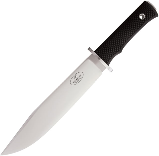 DEMO Fallkniven Modern Bowie 10 Knife 15.25in Overall 10in Satin Laminate Cobalt Steel Clip Point Blade Black Thermorun Handle SS Guard Black Leather - Fallkniven