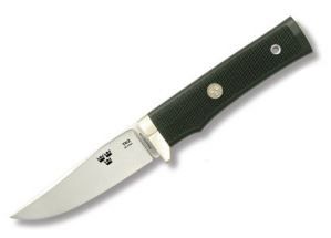 Fallkniven Tre Kronor Fixed Blade Knife 4in Laminate Powder Steel Blade 3 Crown Swedish Coat of Arms Black Thermorun Elastomer Handle FNTK2Z - Fallkniven