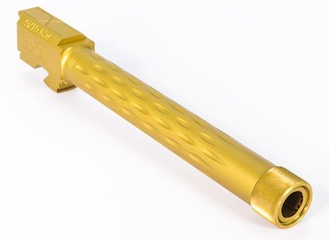 Faxon Firearms Glock 19 Flame Barrel Match Compact Gen 1-5 9mm SAAMI 416-R Stainless QPQ Nitride Threaded - TiN Coated Black Nitride GB910N19LGQ-T-TiN - Faxon Firearms