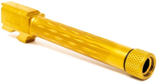 Faxon Firearms Match Series Glock 9mm Luger Threaded Pistol Barrel w/ Flame Fluting Glock 17 1-10 Twist 1/2x28 TiN PVD Gold
