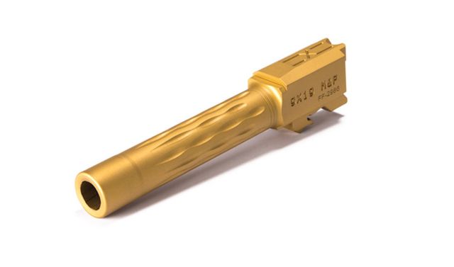 Faxon Firearms Smith & Wesson M&P 2.0 Compact Barrel Flame Fluted Non-Threaded 9mm 1-10 Twist 416-R SS Nitride TiN Gold - Faxon Firearms