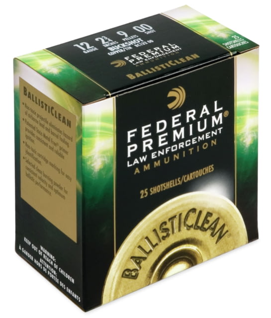 eral Premium 12 Gauge 9 Pellet 2 3/4in Buckshot Shotgun #00 25 Rounds BC132 00 Ammo