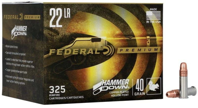 eral Hammer Down Rimfire 22LR 40gr Copper Plated Hollow Point Rimfire 325 Rounds Ammo