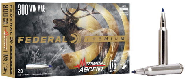 Federal 300 Win Mag 175 Grain Terminal Acsent Brass Rifle Ammo 20 Rounds
