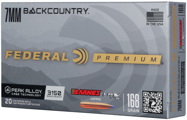 Federal 7mm Backcountry 168 Grain Barnes LRX Copper Peak Alloy Rifle Ammo 20 Rounds
