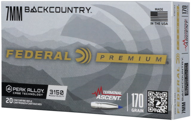 Federal 7mm Backcountry 170 Grain Terminal Ascent Peak Alloy Rifle Ammo 20 Rounds