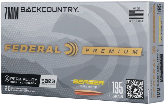 Federal 7mm Backcountry 195 Grain Berger Elite Hunter Peak Alloy Rifle Ammo 20 Rounds