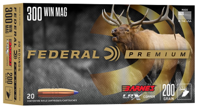 Federal Barnes LRX .300 WIN MAG 200 Grain Barnes LRX Brass Rifle Ammo 20 Rounds - Federal