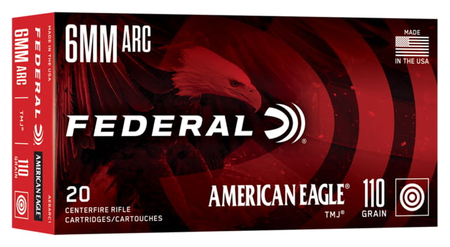 eral American Eagle 6mm ARC 110 Grain Total Metal Jacket Rifle 20 Rounds Ammo