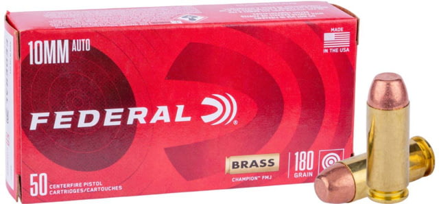 Federal Champion Training 10mm Auto 180 Grain Full Metal Jacket Brass Cased Pistol Ammo 200 Rounds eral Champion Training 10mm Auto 180 Grain Full Metal Jacket Brass Cased Pistol 200 Rounds Ammo