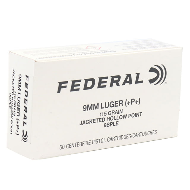 Federal Classic 9mm+P+ 115 Grain HS JHP Brass Cased Centerfire Rifle Ammo - Federal
