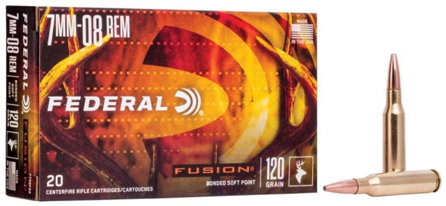 Federal Fusion 7mm-08 120 Grain Soft Point Centerfire Rifle Ammo 20 Rounds