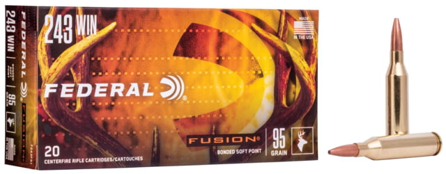 eral Fusion Rifle .243 Winchester 95 Grain Fusion Soft Point Brass Cased Rifle Ammunition 20 Rounds Ammo