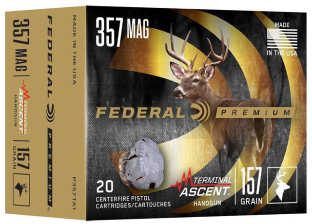 Federal Terminal Ascent 357 Magnum 157 Grain JHP Nickel Pistol Ammo 20 Rounds
