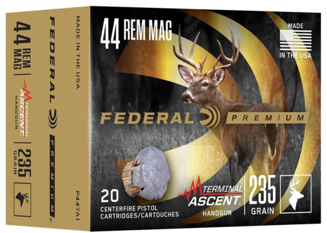Federal Terminal Ascent 44 Remington Magnum 235 Grain Nickel Pistol Ammo 20 Rounds