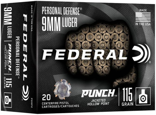 eral 9mm Luger 115 Grain Hollow Point Pistol 20 Rounds Ammo