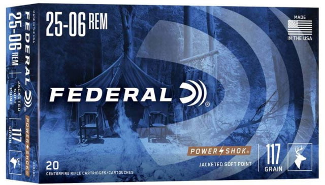Federal Premium Power-Shok . 117 Grain Jacketed Soft Point Centerfire Rifle Ammo 20 Rounds