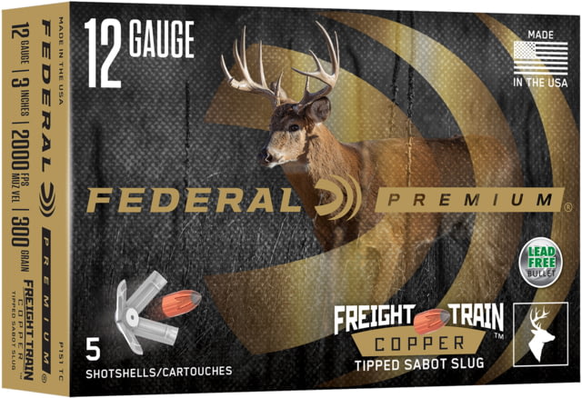 Federal Freight Train Copper Sabot 20 Gauge 275 Grain 2.75in Slug Shotgun Ammo 5 Round P208 FT eral Freight Train Copper Sabot 20 Gauge 275 Grain 2.75in Slug Shotgun 5 Round P208 FT Ammo