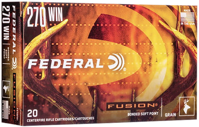 Federal 270 Win 150 Grain Bonded Jacketed Soft Point Tipped Brass Rifle Ammo 20 Rounds