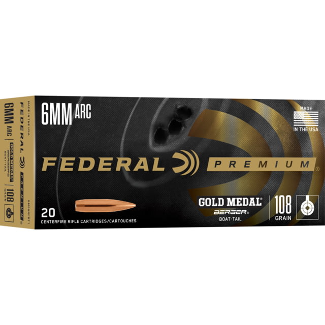 eral Gold Medal Berger 6mm ARC 108 Grain Berger Target Brass Rifle 20 Rounds Ammo