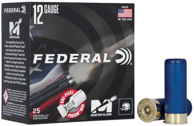 Federal Master Class 12 Gauge 1oz 2 3/4in Shotgun Ammo 7.5 Shot 1250 25 Rounds MC12H1 7.5 eral Master Class 12 Gauge 1oz 2 3/4in Shotgun 7.5 Shot 1250 25 Rounds MC12H1 7.5 Ammo