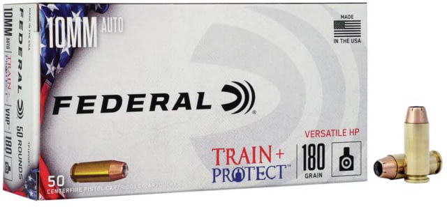 eral Premium 10mm Auto 180 Grain Train Protect VHP Brass Centerfire Pistol 50 Rounds Ammo