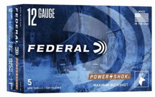 Federal Premium 12 Gauge 2-3/4in Max. 16 Pellets-1 Buck Shotgun Ammo 5 Rounds F127 1B
