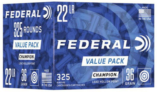 eral .22 Long Rifle 36 Grain Lead Hollow Point Rimfire 325 Rounds Ammo