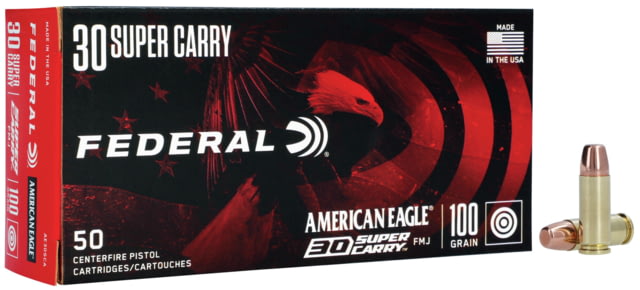 Federal Premium .30 Super Carry 100 Grain Full Metal Jacket Brass Cased Centerfire Pistol Ammo 50 Rounds eral Premium .30 Super Carry 100 Grain Full Metal Jacket Brass Cased Centerfire Pistol 50 Rounds Ammo