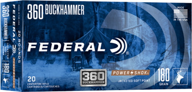 Federal Premium 360 Buckhammer 180 Grain Power-Shok Centerfire Rifle Ammo 20 Rounds