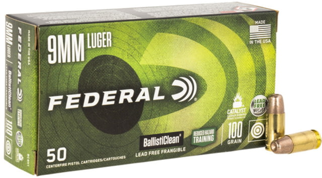 eral Premium 9mmluger 100 Grain Frangible Ballisticlean RHT Brass Centerfire Pistol 50 Rounds Ammo