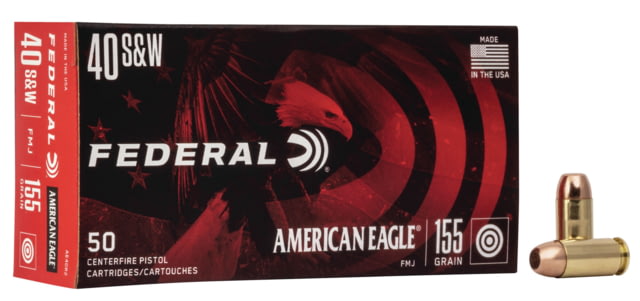 Federal Premium American Eagle 40 S&W 155 Grain Full Metal Jacket Brass Cased Centerfire Pistol Ammo 50 Rounds eral Premium American Eagle 40 S&W 155 Grain Full Metal Jacket Brass Cased Centerfire Pistol 50 Rounds Ammo