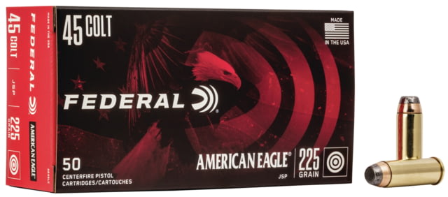 eral Premium American Eagle 45 Colt 225 Grain Jacketed Soft Point Brass Cased Centerfire Pistol 50 Rounds Ammo