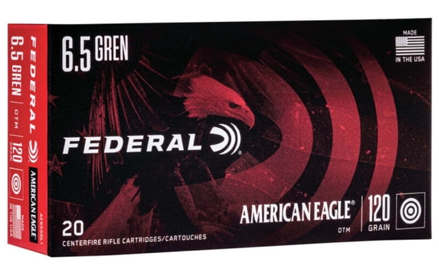 Federal Premium American Eagle Rifle 6.5 Grendel 120 Grain Open Tip Match Brass Centerfire Rifle Ammo 20 Rounds