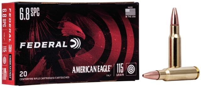 Federal Premium American Eagle Rifle 6.8 SPC 115 Grain Total Metal Jacket Brass Centerfire Rifle Ammo 20 Rounds
