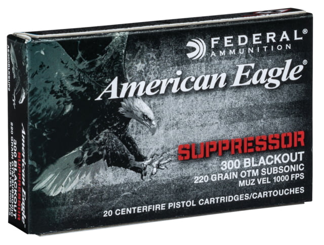 eral Premium SUBSONIC .300 AAC Blackout 220 Grain Open Tip Match Centerfire Rifle 20 Rounds Ammo