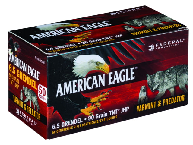 eral Premium VARMinT / PREDATOR 6.5mm Grendel 90 Grain TNT Jacketed Hollow Point Centerfire Rifle 50 Rounds Ammo
