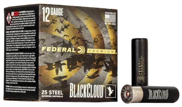 eral Premium Black Cloud FS Steel 12 Gauge 1 1/2oz 3 1/2oz Shotgun BB Shot 25 Rounds PWBX134 Ammo