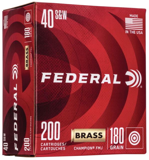 eral Premium Champion Training 40 S&W 180 Grain Full Metal Jacket Brass Cased Brass Centerfire Pistol 200 Round Ammo
