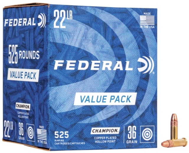 Bulk Rimfire .22 Long Rifle 36 Grain Copper Plated Hollow Point Rimfire 525 Rounds Ammo